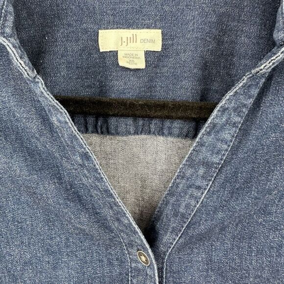 J.Jill Denim Button Down Long Roll Tab Sleeve Jean Dress Size XS - Picture 4 of 4